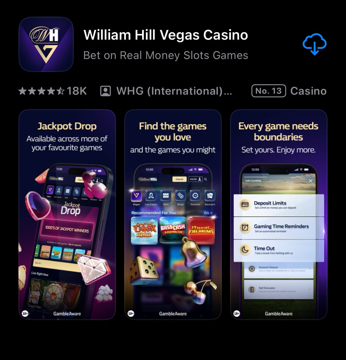 William Hill Vegas app shown on app store William Hill Vegas app shown on app store