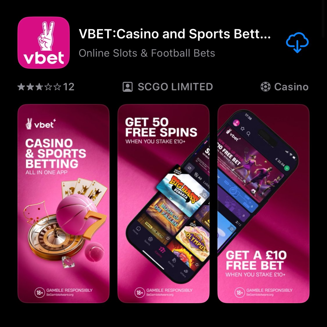 VBet app shown in App Store VBet app shown in App Store