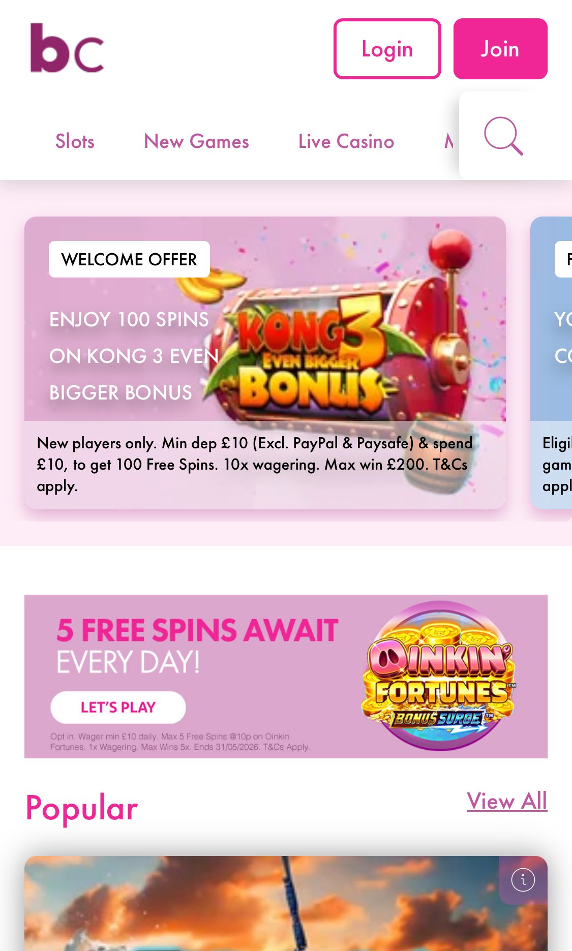 Bella Casino mobile website