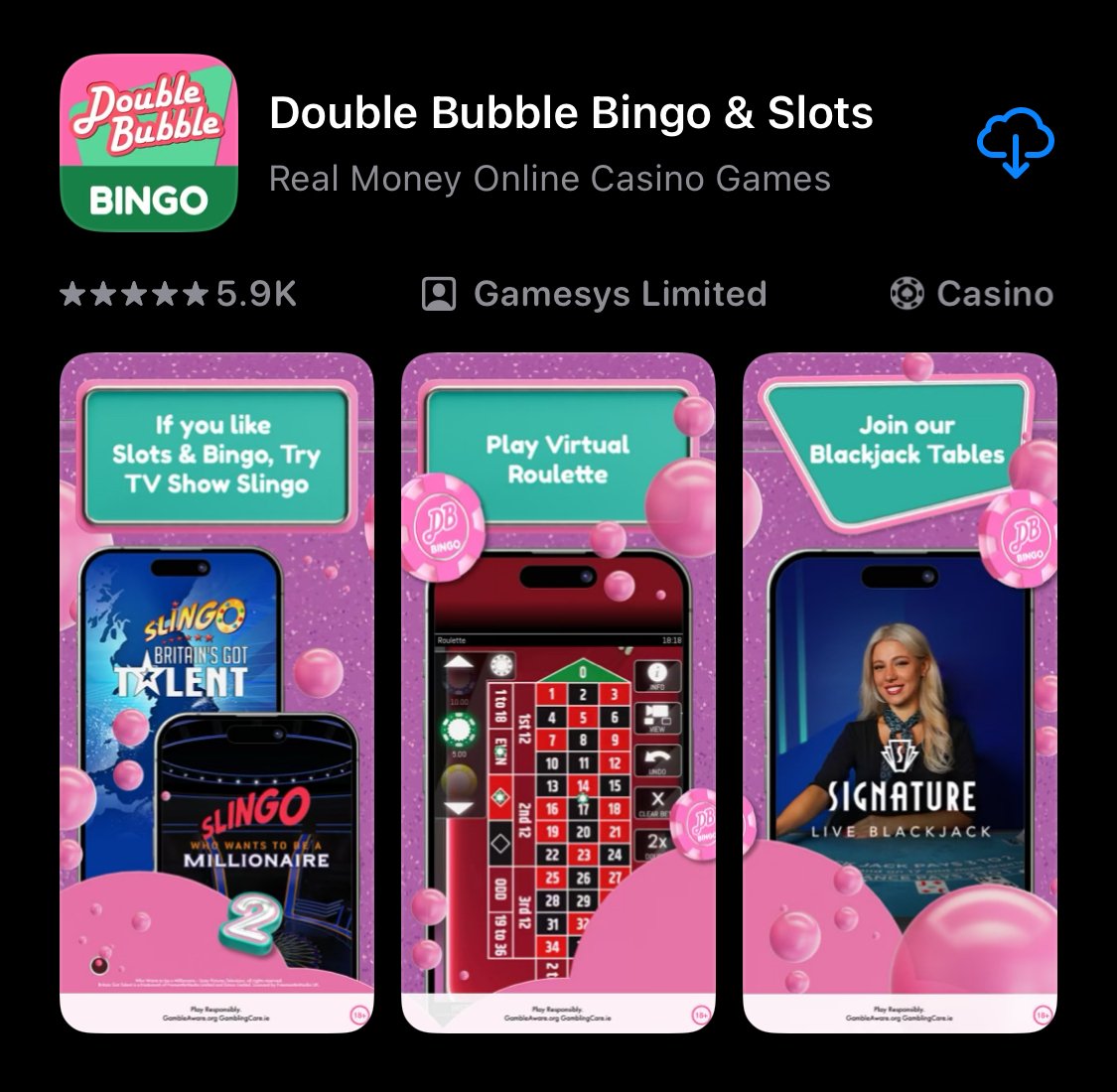 Double Bubble Bingo shown on app store
