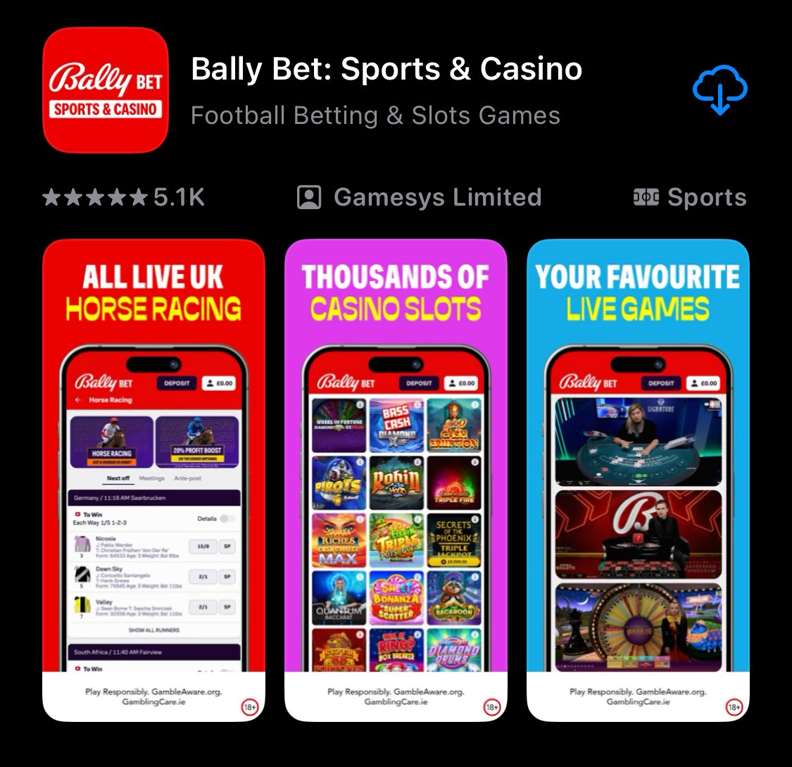 Bally Bet app shown on app store