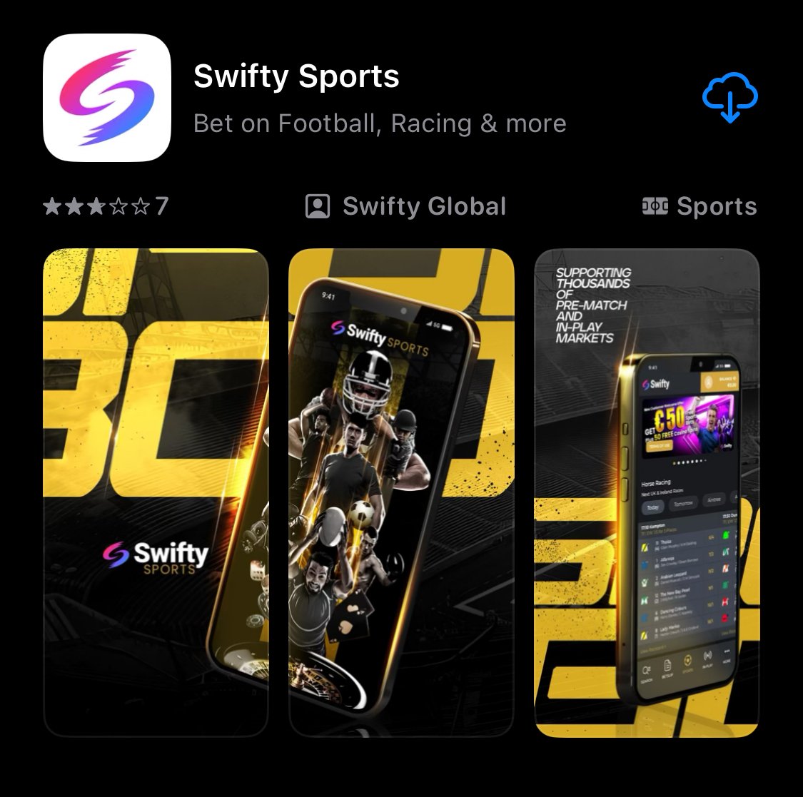 Swifty Sports app shown on App Store
