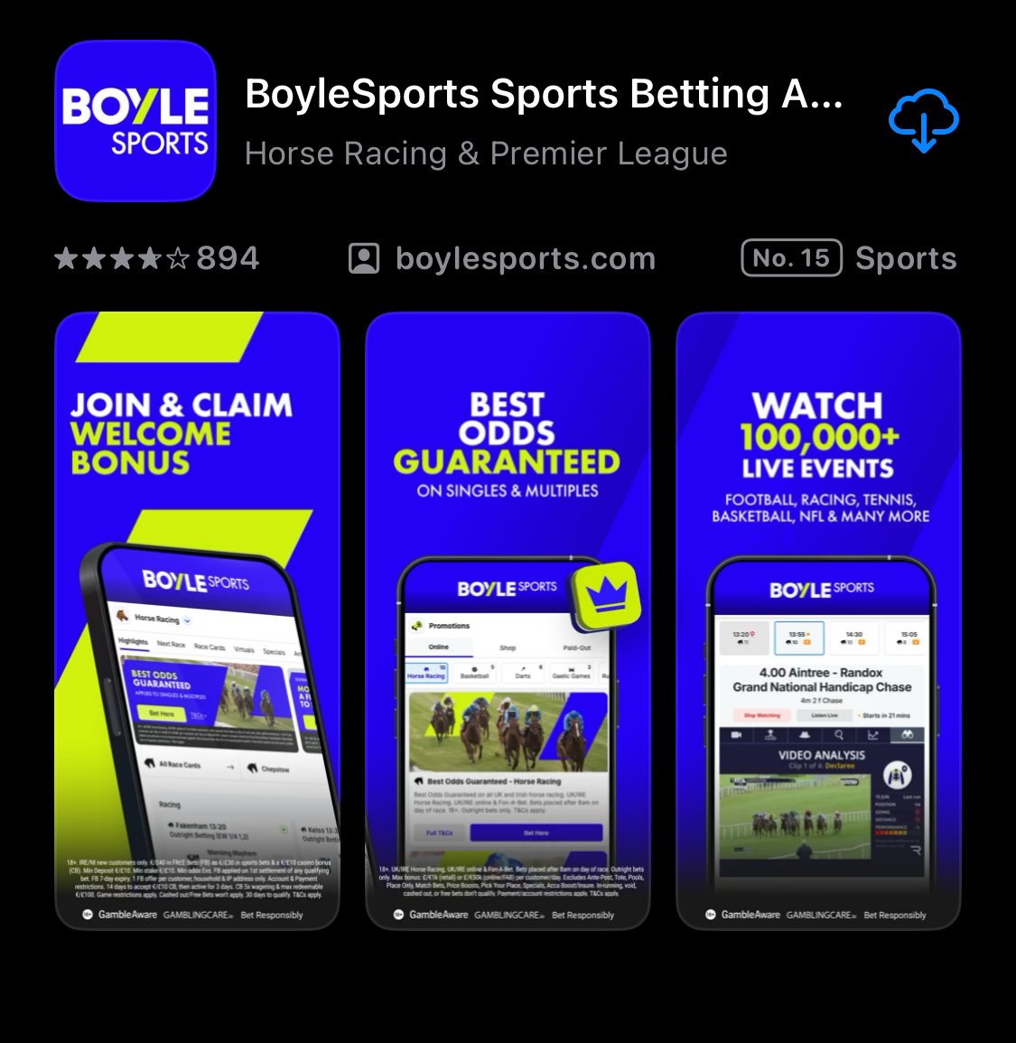 BoyleSports App shown on the App Store BoyleSports App shown on the App Store