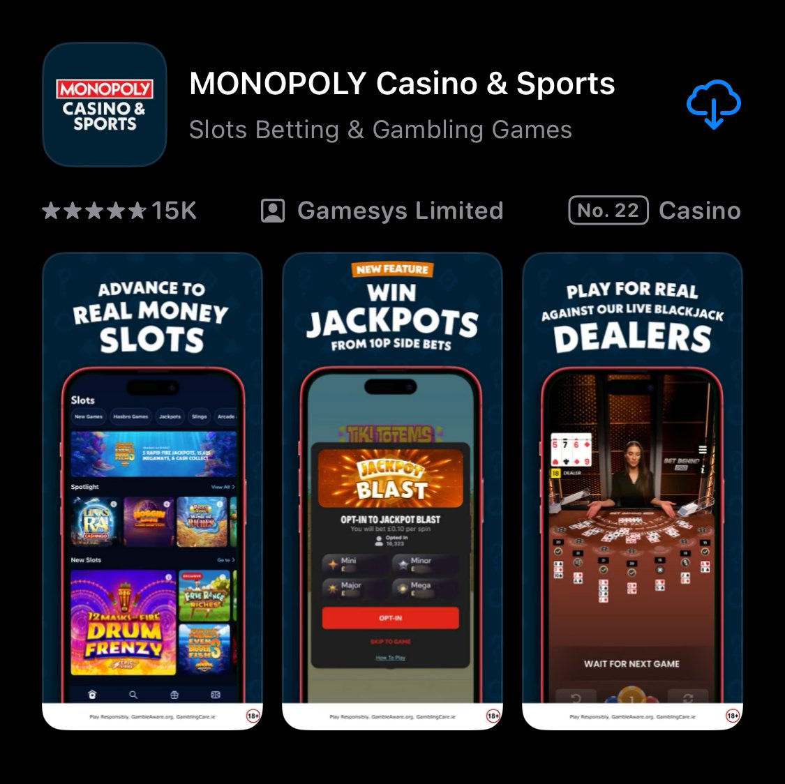 Monopoly Casino app shown on app store Monopoly Casino app shown on app store