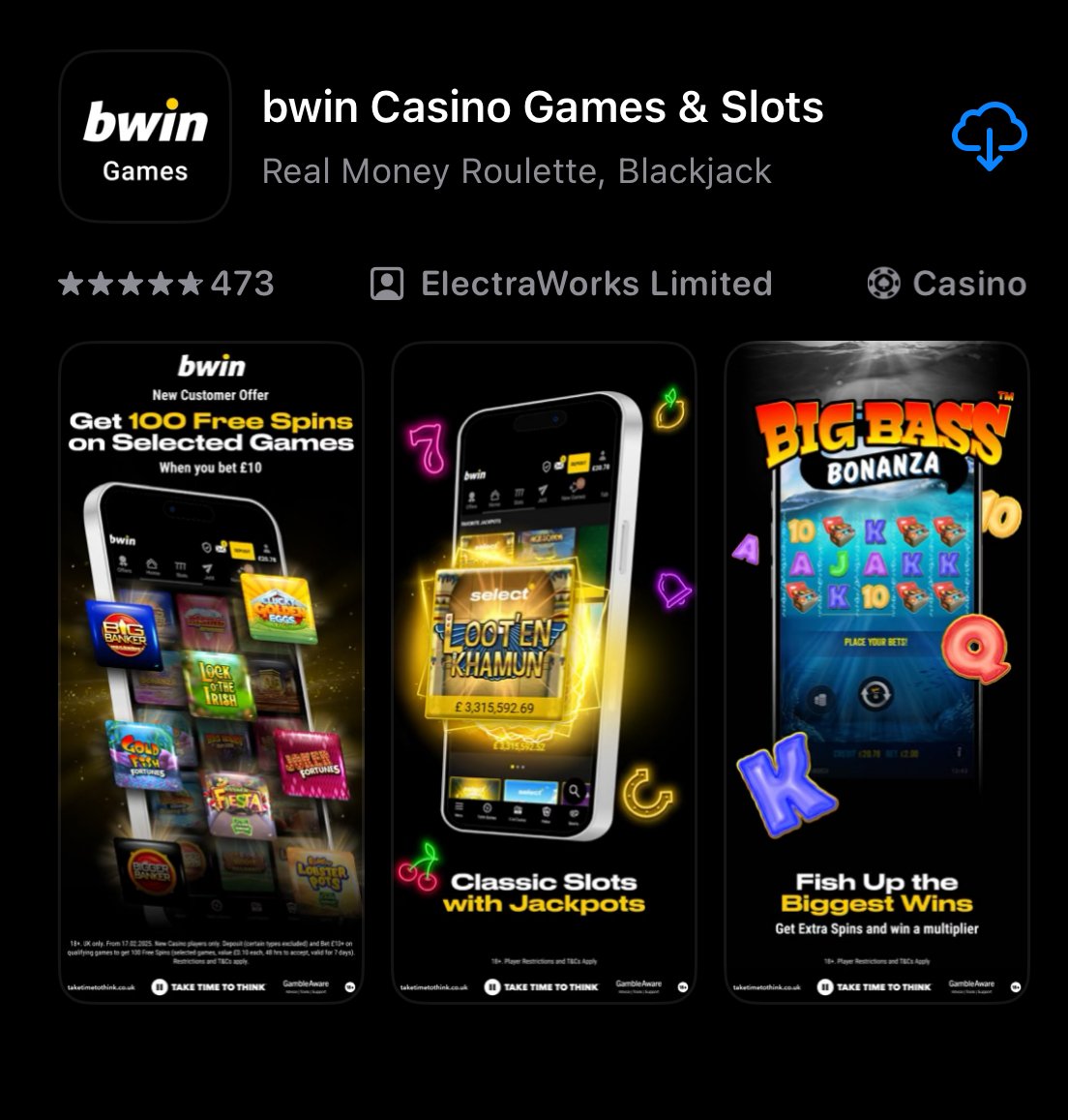 Bwin casino app shown on App Store