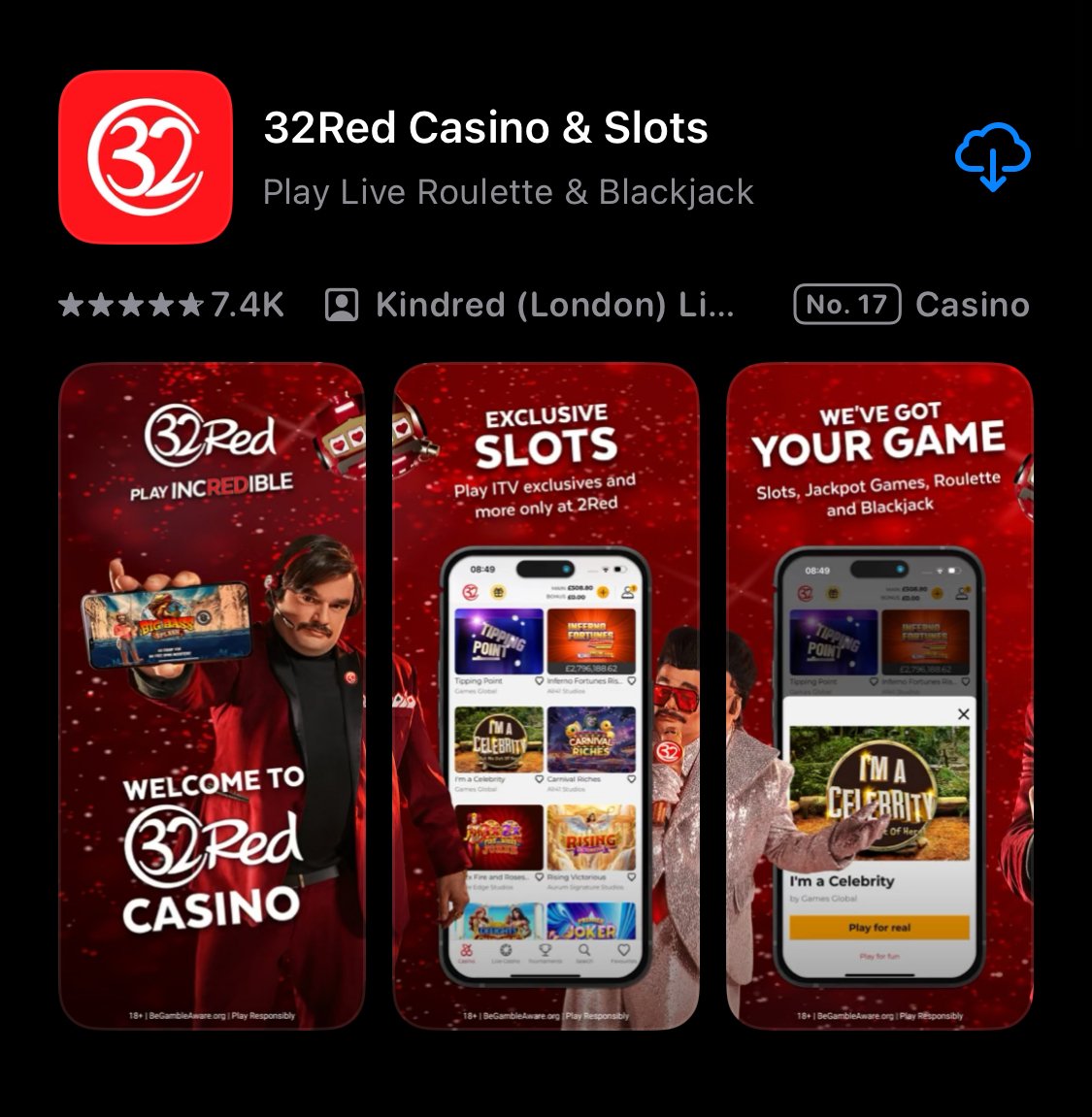 32Red app shown on app store