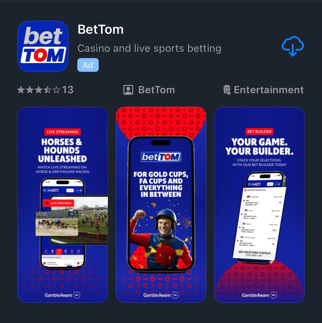 BetTOM app shown on app store