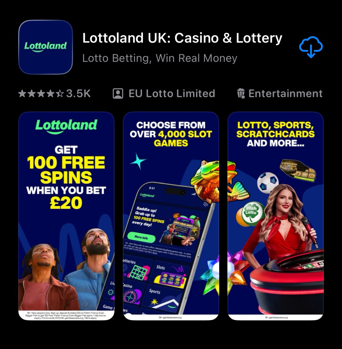 Lottoland app shown on app store