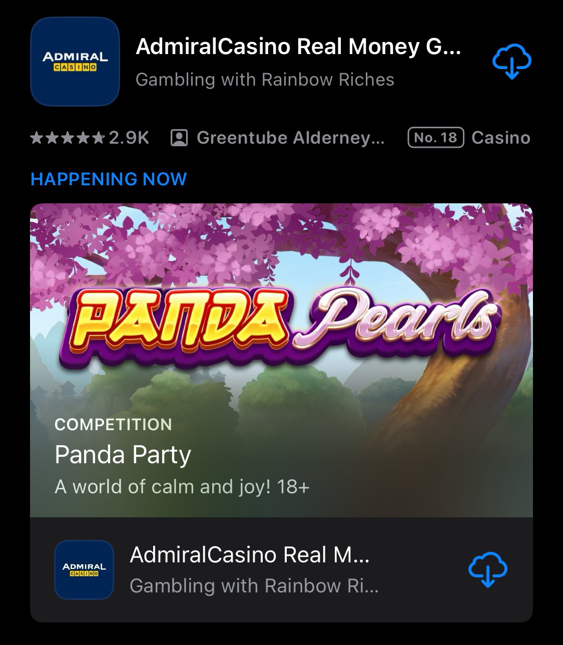 Admiral Casino app shown on App Store