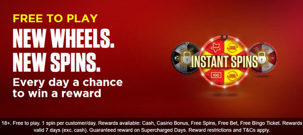 image of the instant spins free to play daily offer