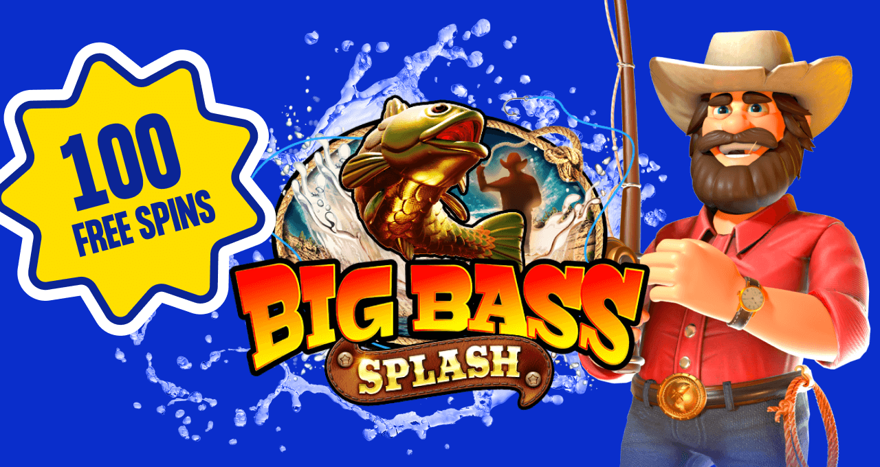 advert for MrQ Casino new customers. Deposit £10 and get 100 free spins on Big Bass Splash