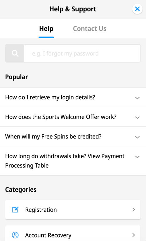 Betfred's help centre