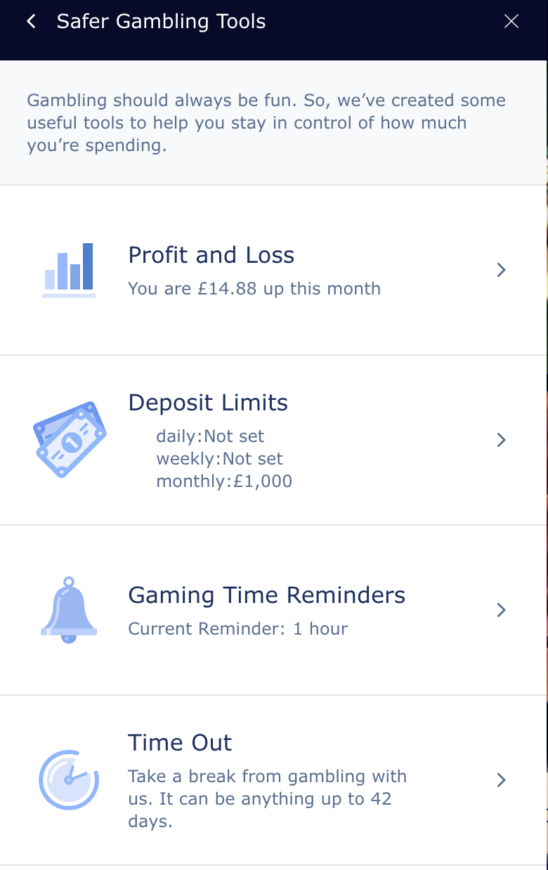 William Hill Safer Gambling dropdown menu William Hill Safer Gambling dropdown menu