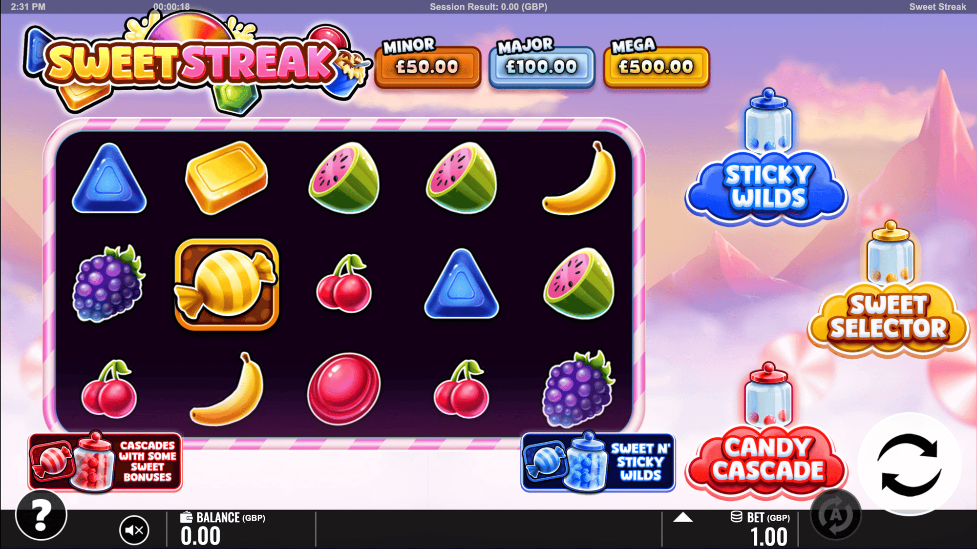 BoyleSports casino gameplay, shown for Sweet Streak BoyleSports casino gameplay, shown for Sweet Streak