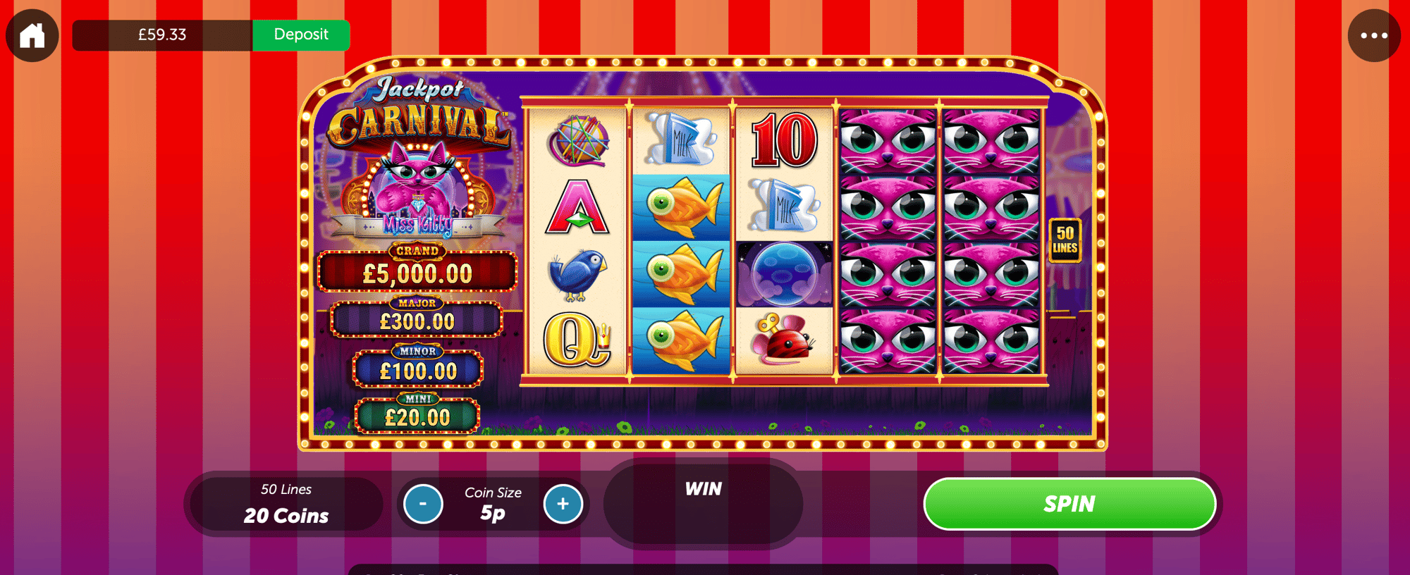 Lottoland gameplay: Jackpot Carnival Miss Kitty