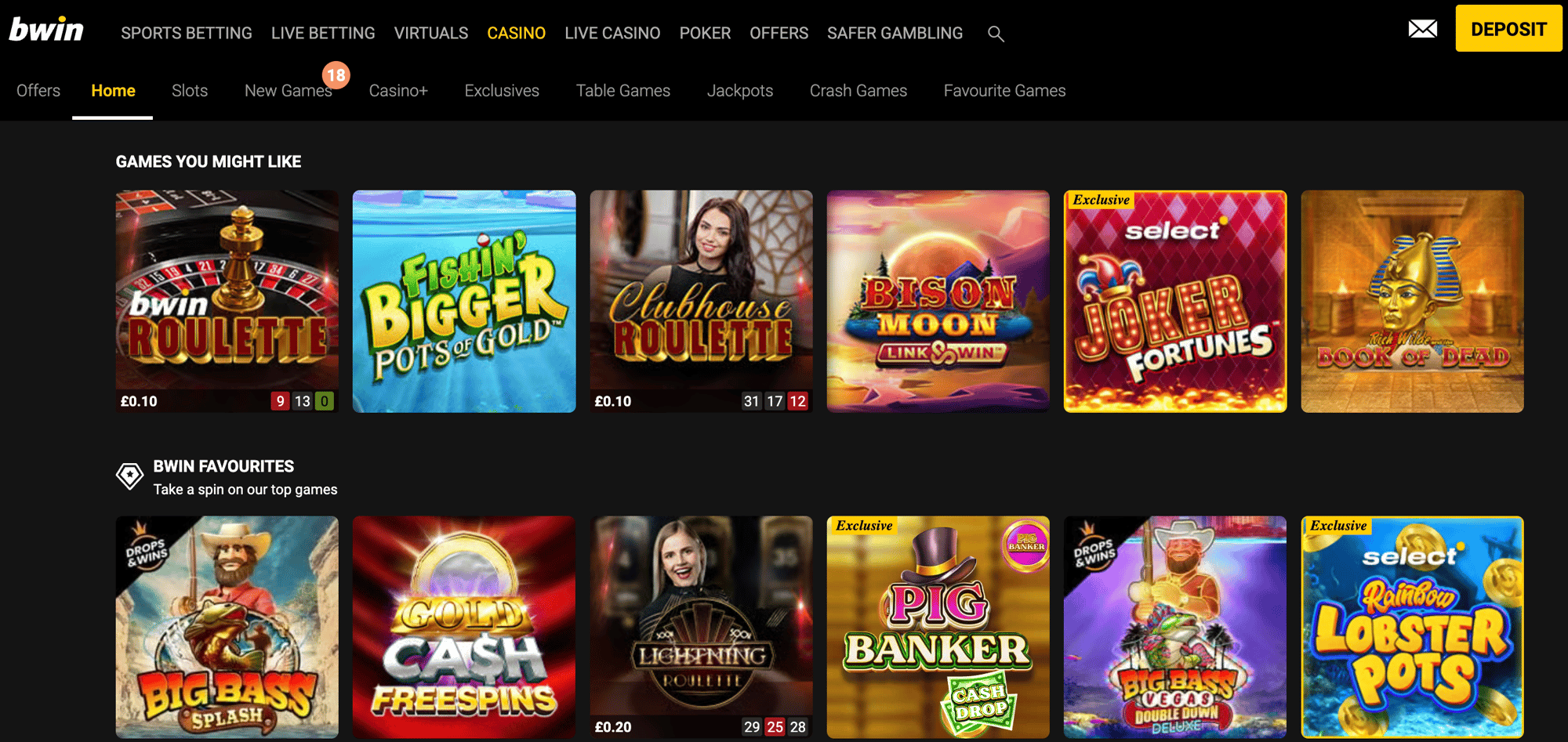 Bwin casino homepage