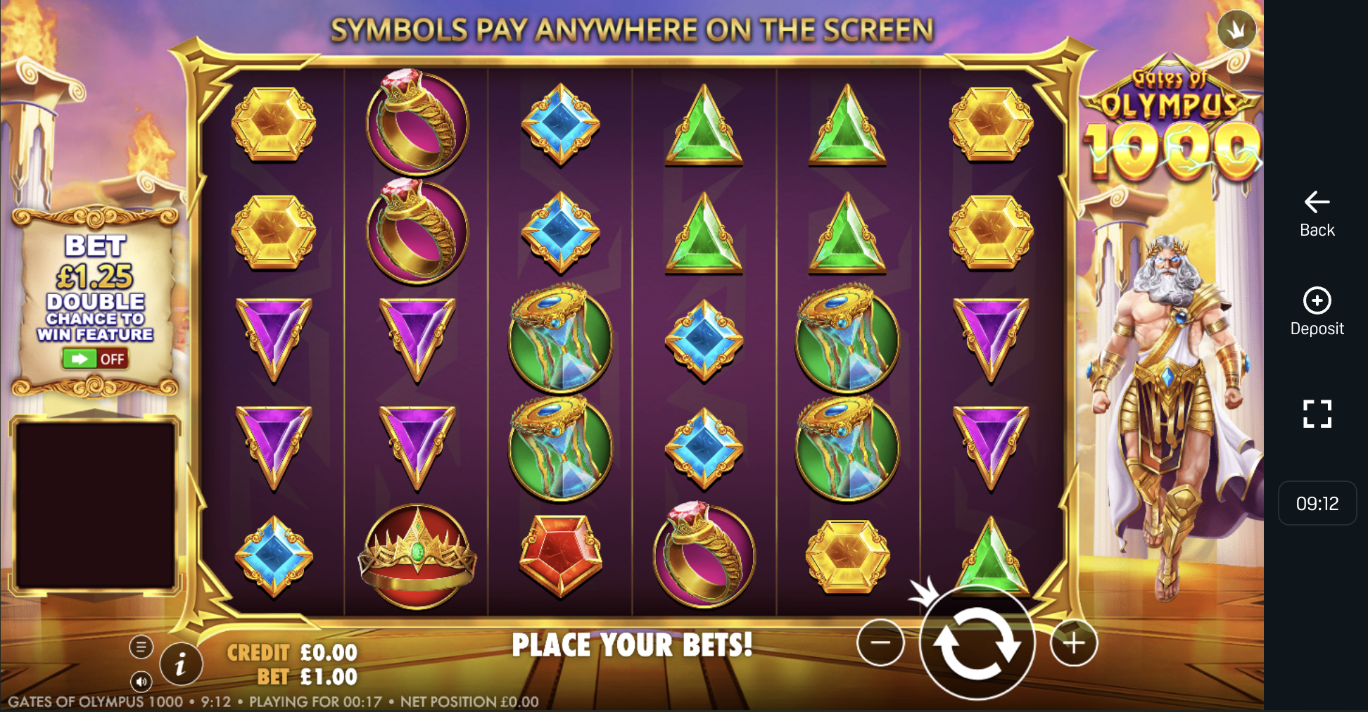 Dazn Bet casino gameplay: Gates of Olympus