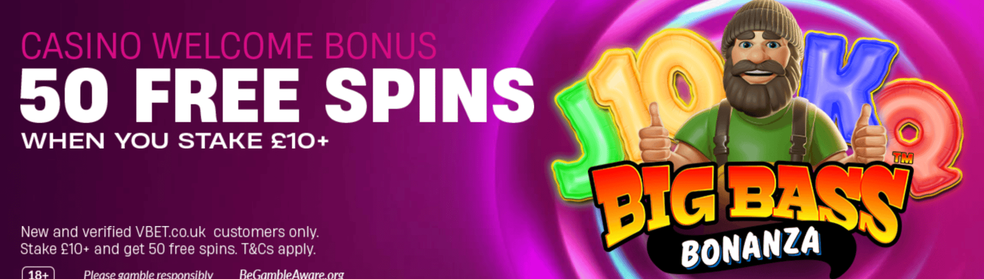 VBet Casino welcome offer: 50 free spins when you stake £10+ VBet Casino welcome offer: 50 free spins when you stake £10+