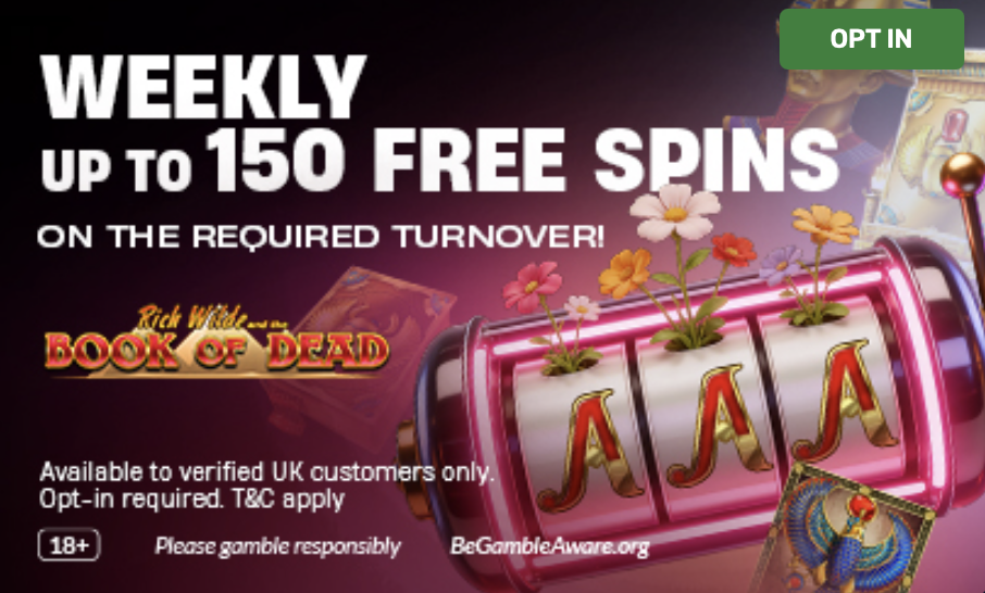 VBet casino reload offer - get up to 150 free spins on the required turnover VBet casino reload offer - get up to 150 free spins on the required turnover