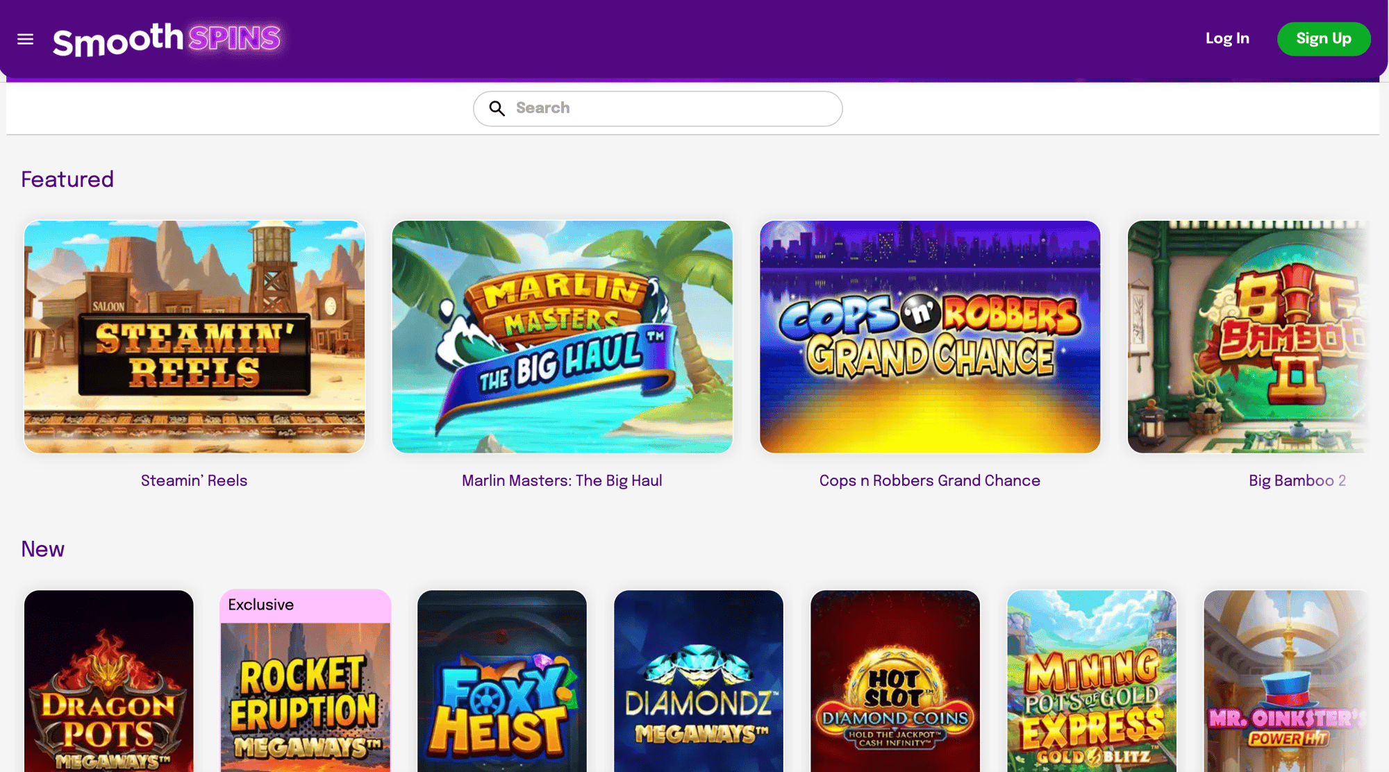 Smooth Spins Casino Homepage