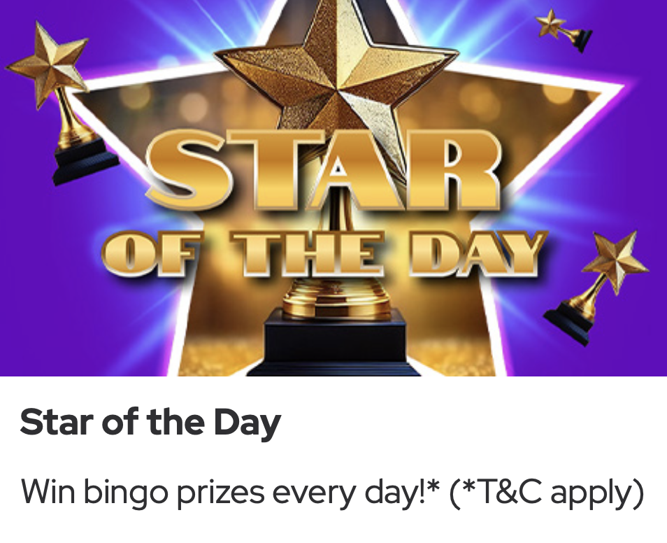 Bingo Stars reload promotion: star of the day (bingo) Bingo Stars reload promotion: star of the day (bingo)