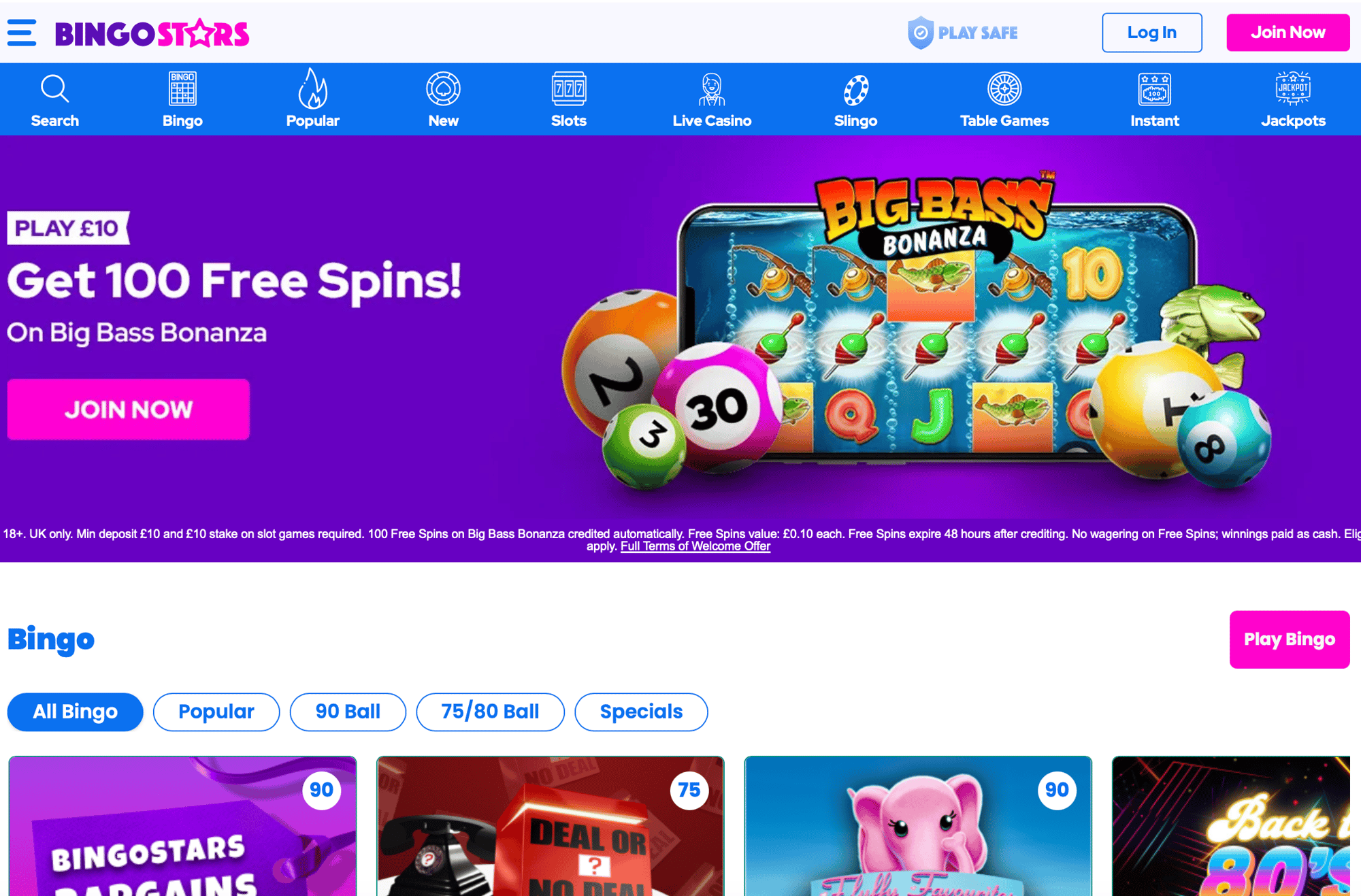 Bingo Stars' homepage Bingo Stars' homepage