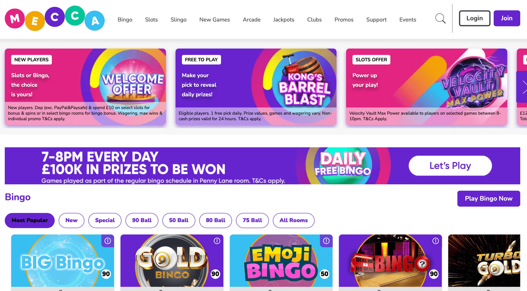 Mecca Bingo homepage
