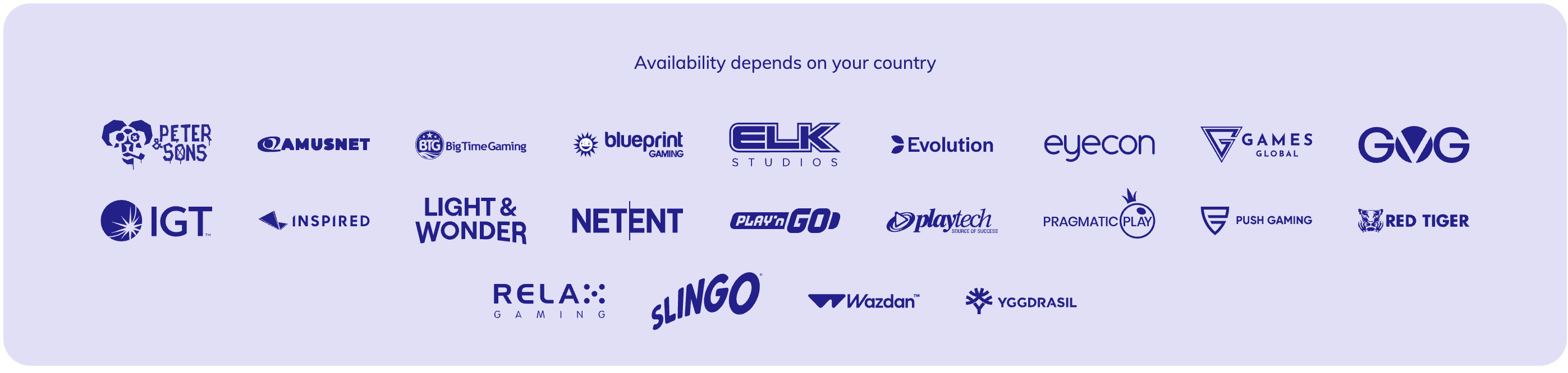 PlayOJO's selection of game providers