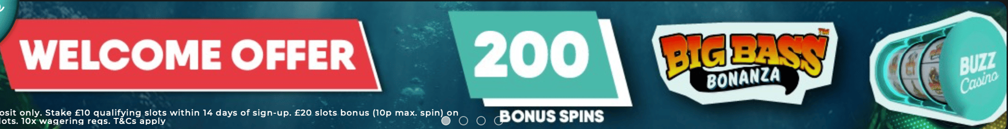 Buzz Bingo's casino welcome offer: stake £10 for 200 bonus spins