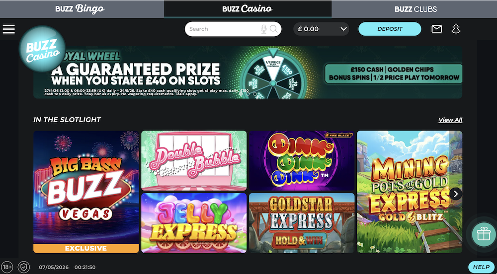 Buzz Bingo Casino homepage