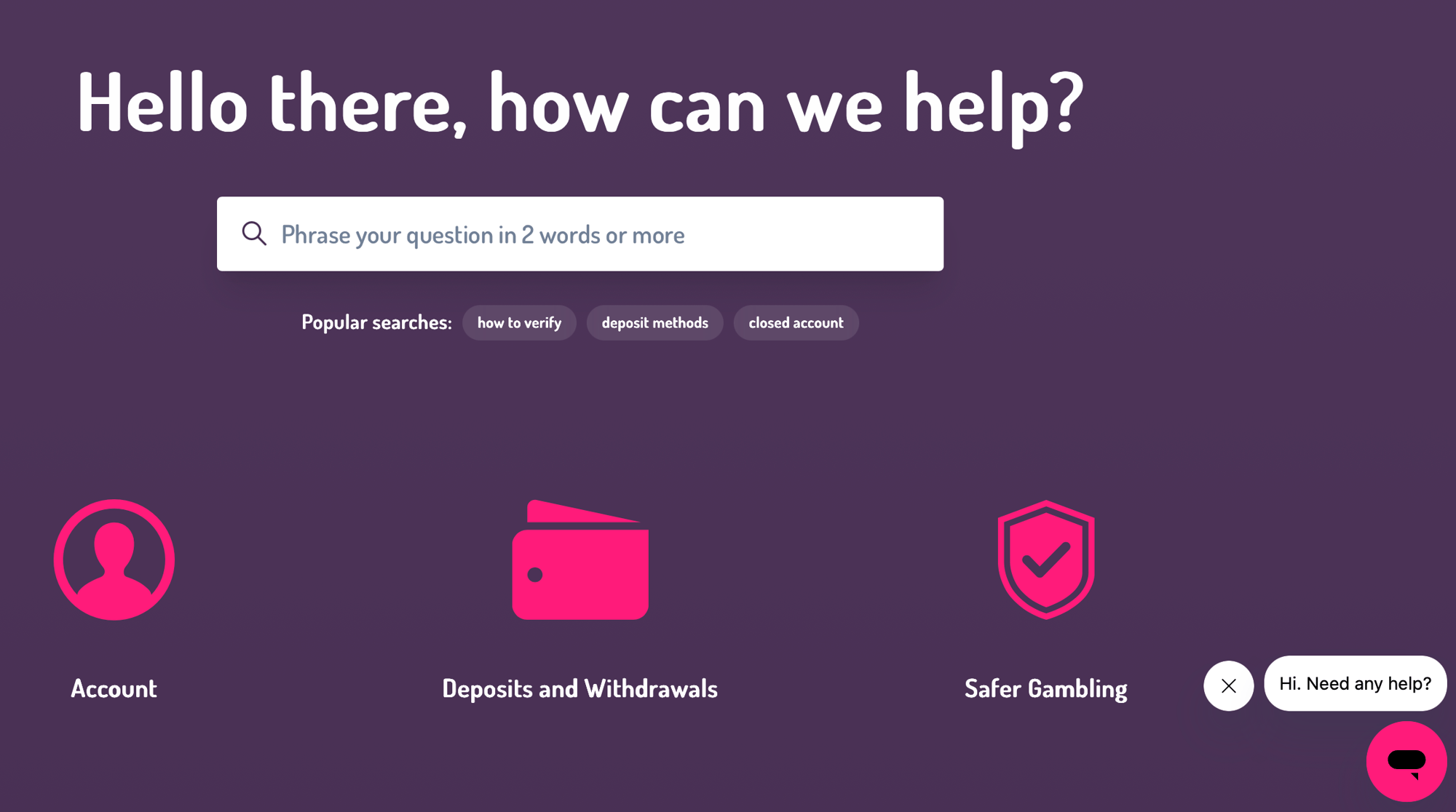 Pink Casino help centre Pink Casino help centre
