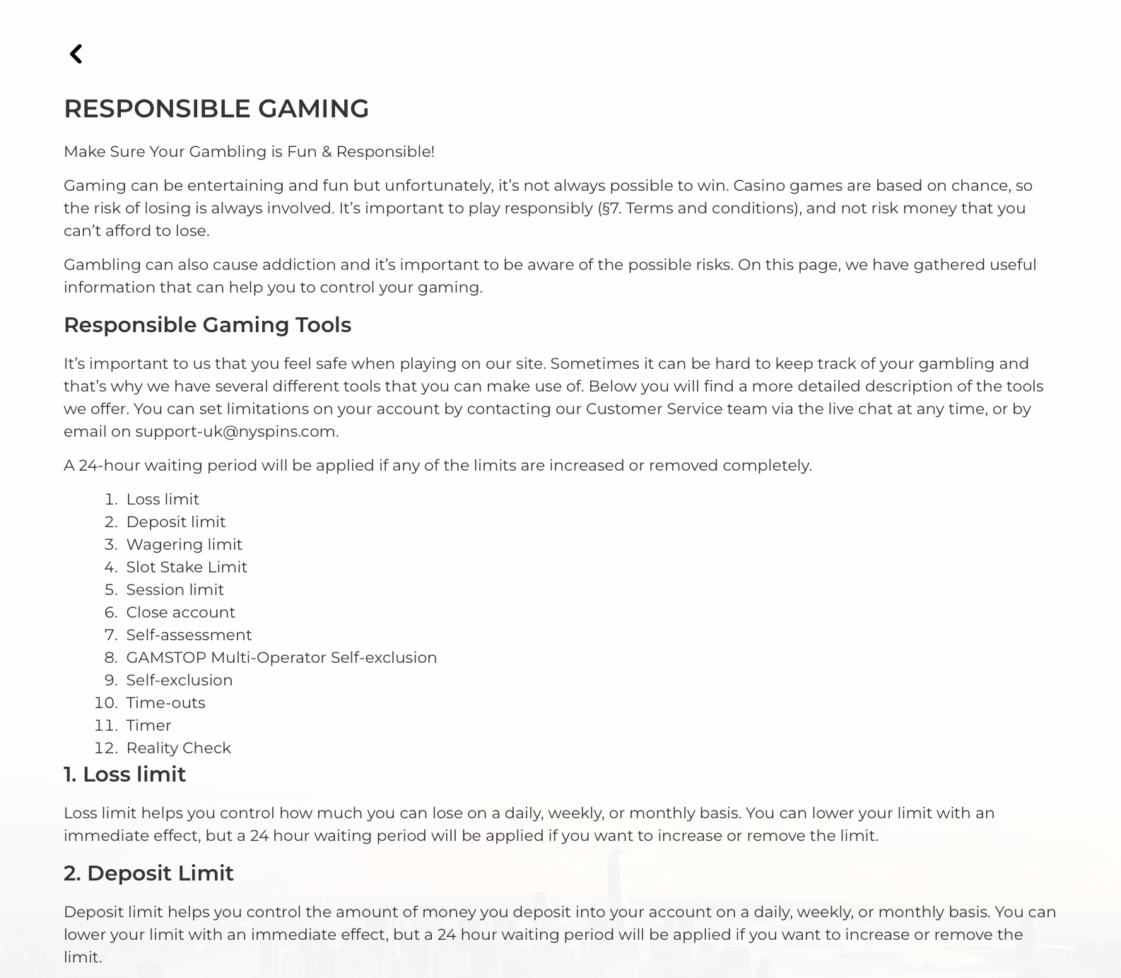 NY Spins Safer Gambling section NY Spins Safer Gambling section