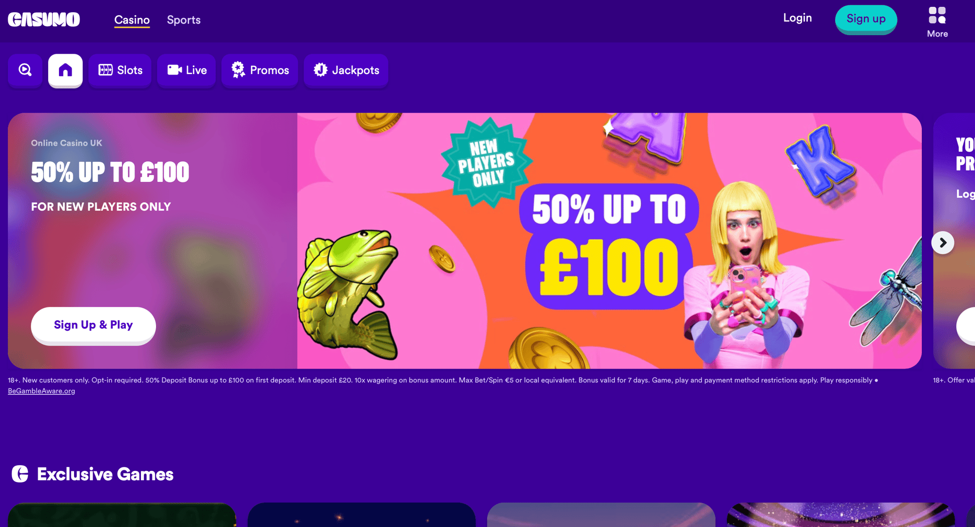 Casumo casino homepage
