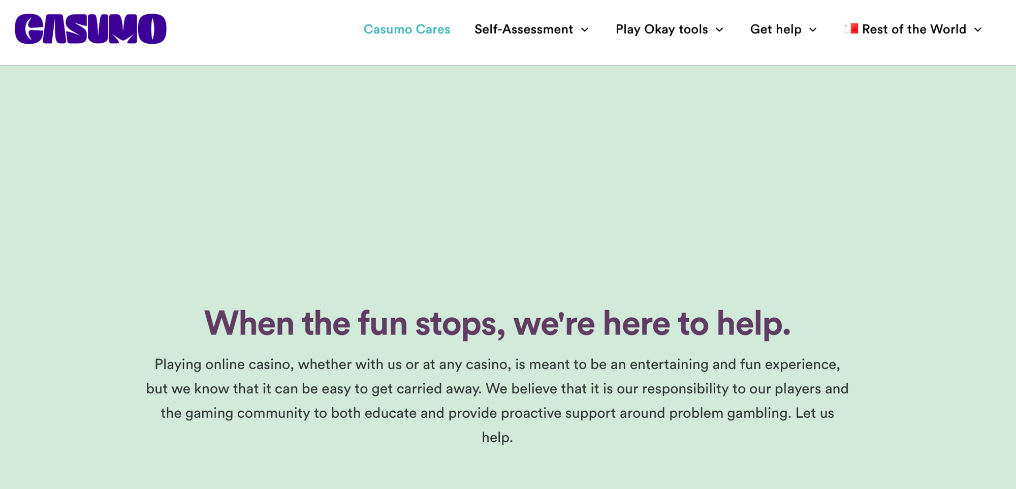 Casumo Safer Gambling section