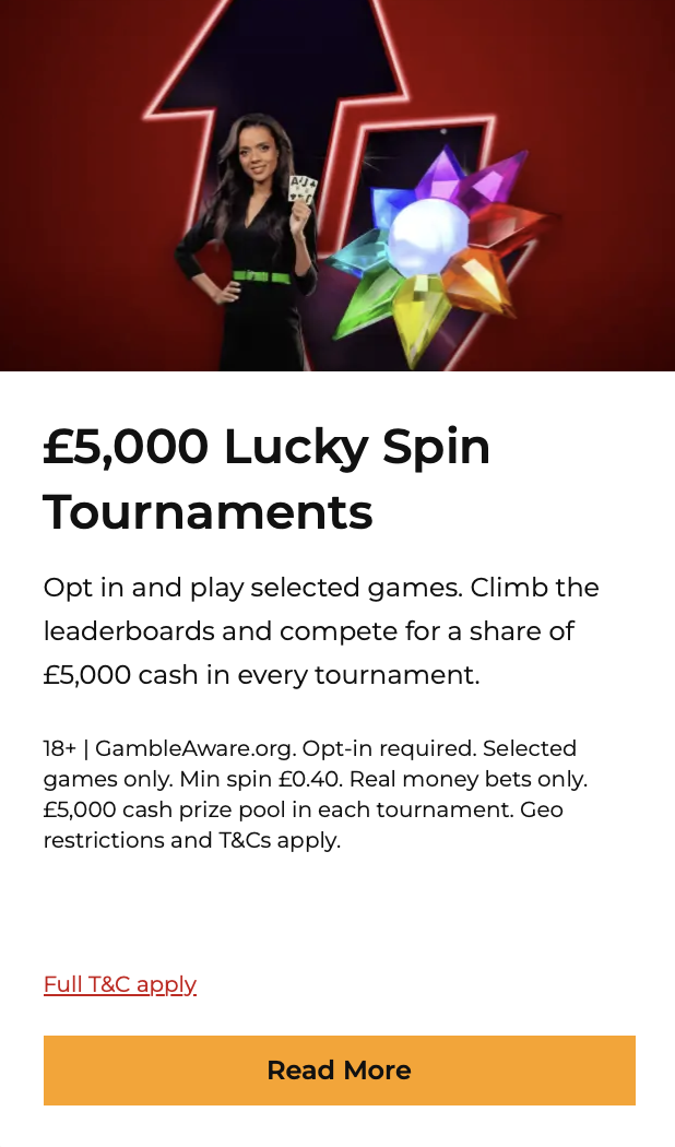 32Red reload offer: £5,000 lucky spin tournaments
