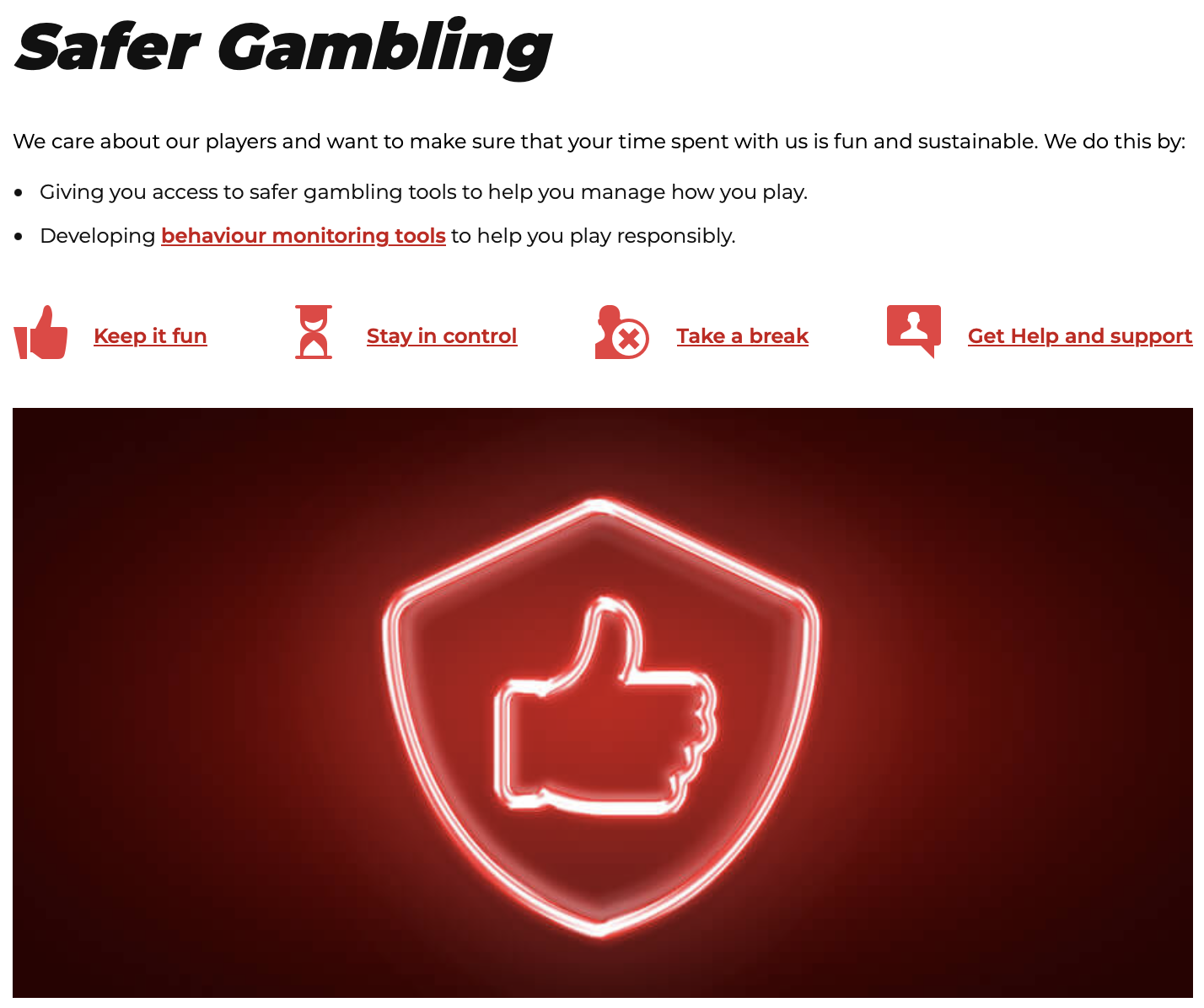 32Red Safer Gambling section