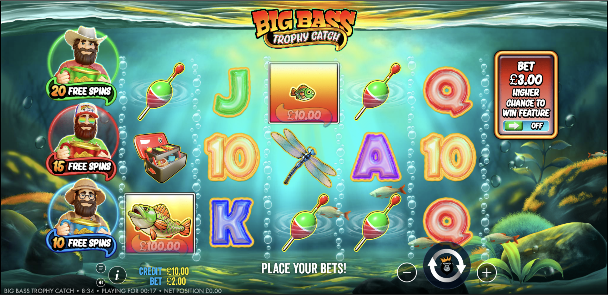 BetTOM casino gameplay: Big Bass Trophy Catch