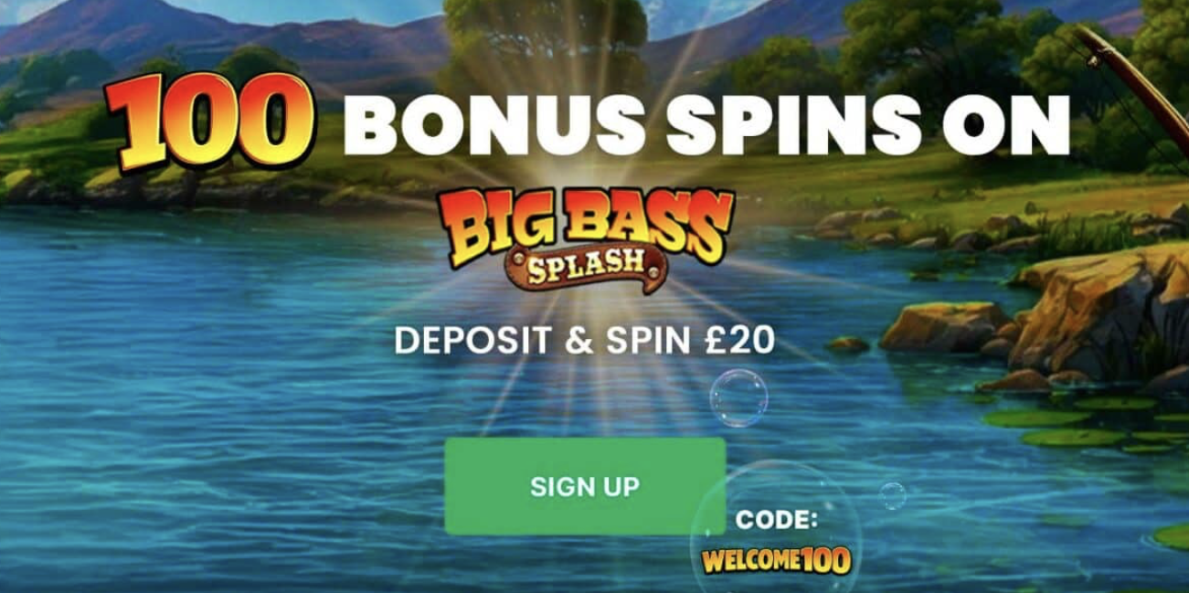 7Bet Casino welcome offer: deposit and play £20 to receive 100 bonus spins on Big Bass Splash