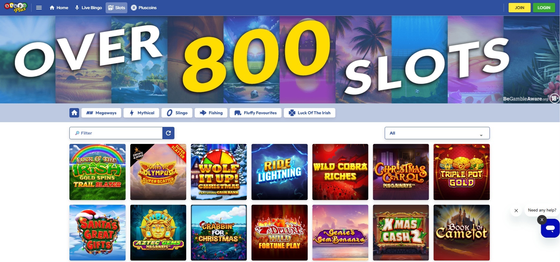 screen shot of the bingo plus casino slots home screen