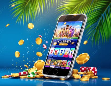 mobile phone with picture of happy tiger slot game on it