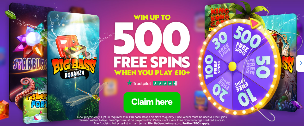 advert for the lottomart welcome offer of up to 500 free spins