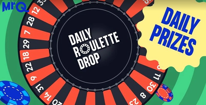 advert for MrQ Casino daily roulette drop promotion