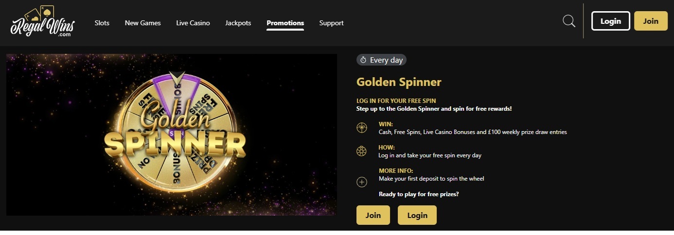 advert for regal wins golden spinner offerd 1