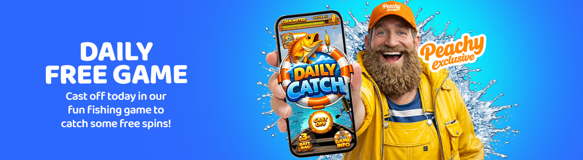 advert for the peachy games daily catch free regular promotion.