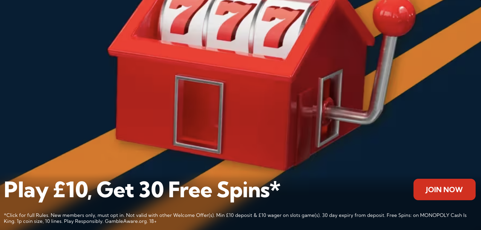 Monopoly Casino welcome offer: play £10, get 30 free spins Monopoly Casino welcome offer: play £10, get 30 free spins