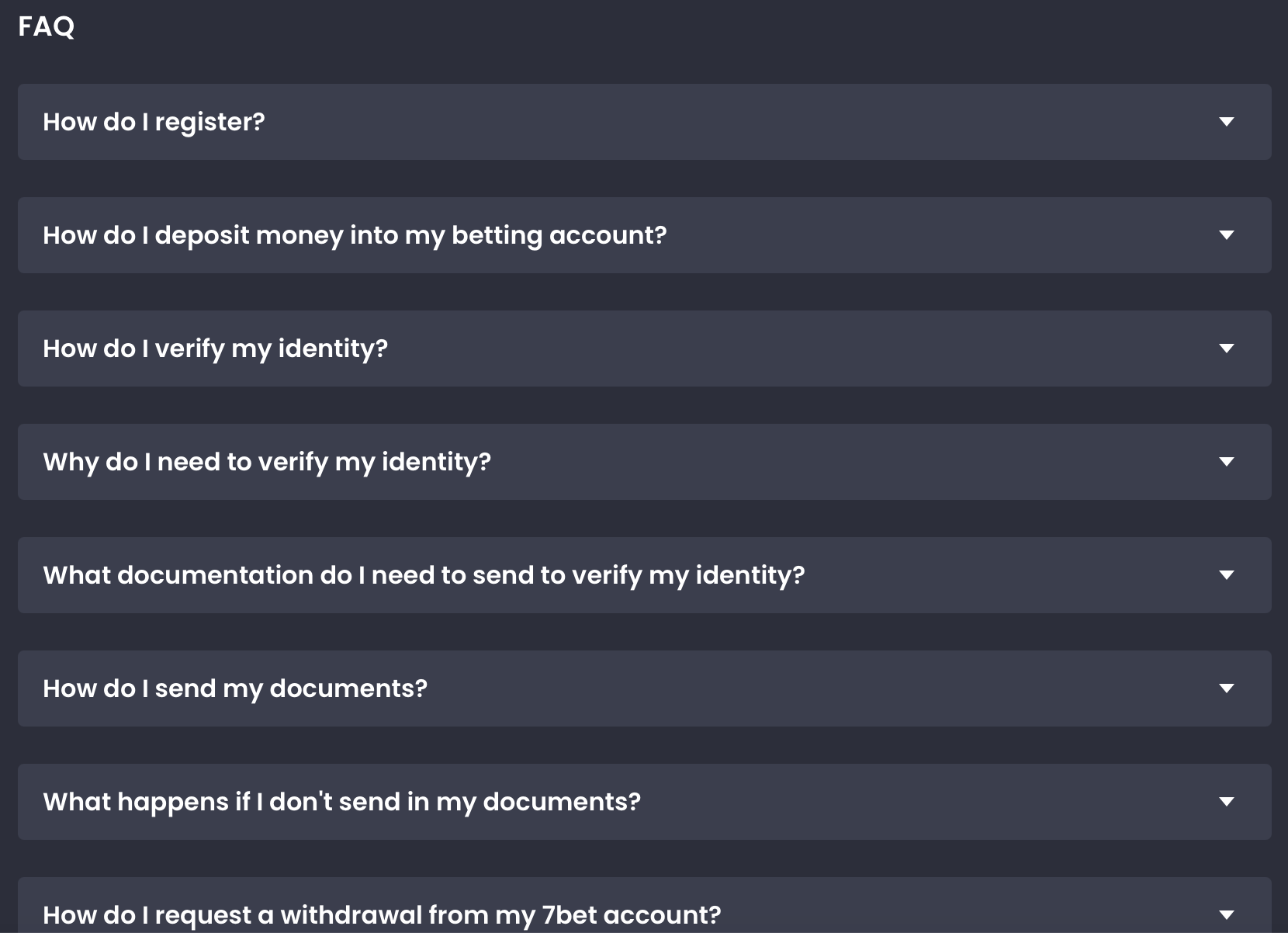 7Bet FAQs