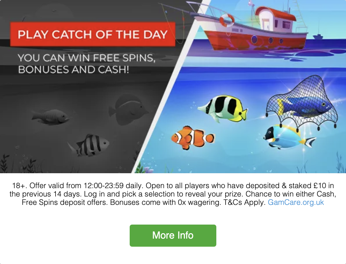 The Sun Vegas reload offer: catch of the day free game