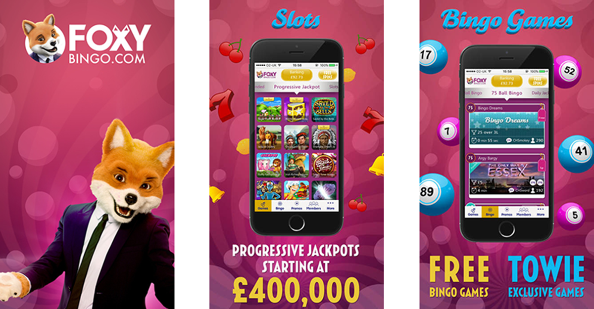 image of foxy bingo app on two mobile phones image of foxy bingo app on two mobile phones