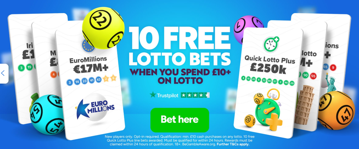 advert for 10 free lotto bets when you spend £10